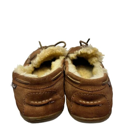 L.L.Beans Moccasins slip-on Mens 10 House Slippers Wicked Shoes Bow Sherpa Lined - Picture 1 of 13